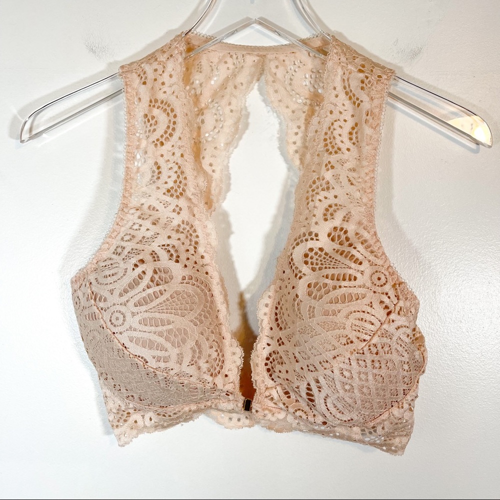 Real Lingerie Nordstrom Cream Lace Open Front Plus Size Bralette